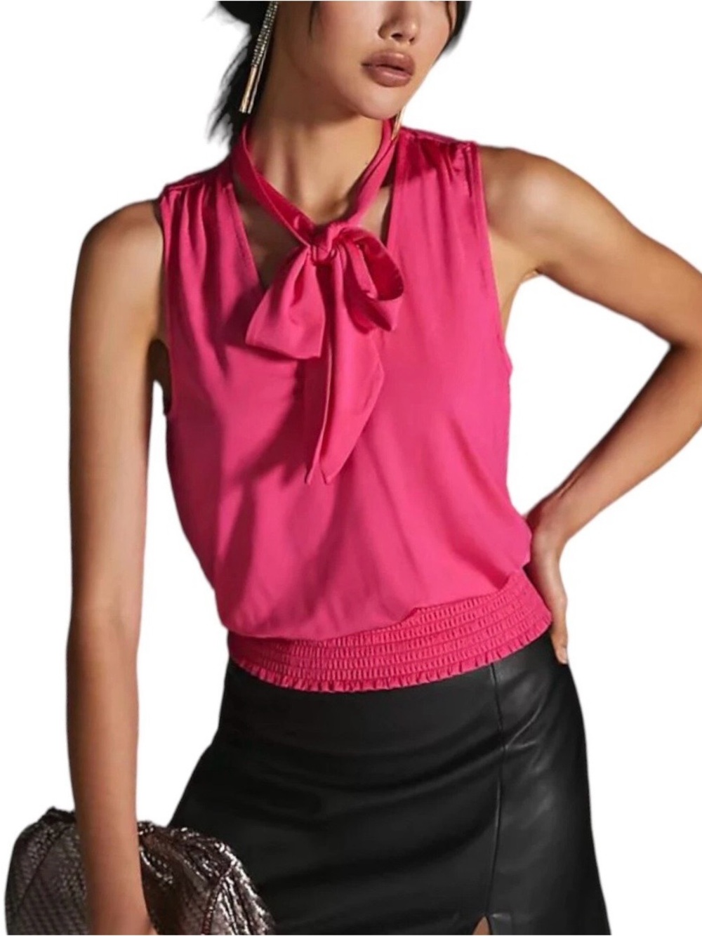 Anthropologie Tie-Neck Sleeves Blouse
Fuchsia Pink Women’s Size: S